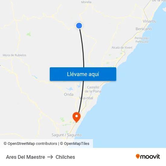 Ares Del Maestre to Chilches map