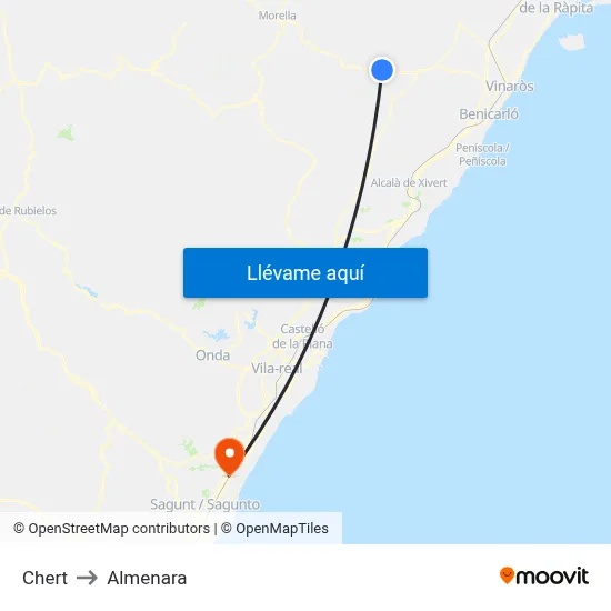 Chert to Almenara map