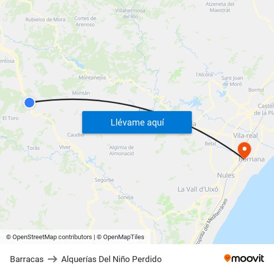 Barracas to Alquerías Del Niño Perdido map