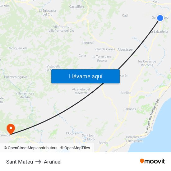 Sant Mateu to Arañuel map
