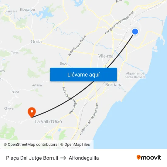 Plaça Del Jutge Borrull to Alfondeguilla map