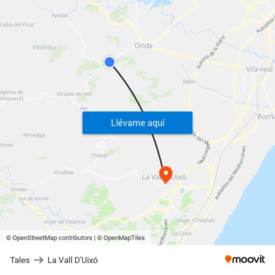 Tales to La Vall D'Uixó map