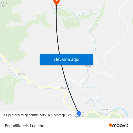 Espadilla to Ludiente map