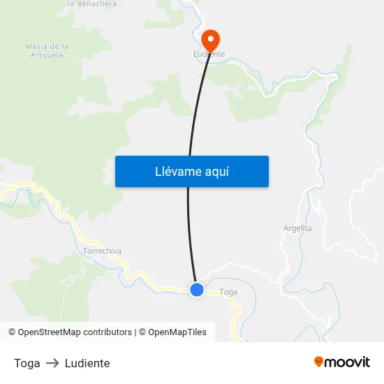 Toga to Ludiente map