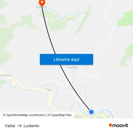 Vallat to Ludiente map