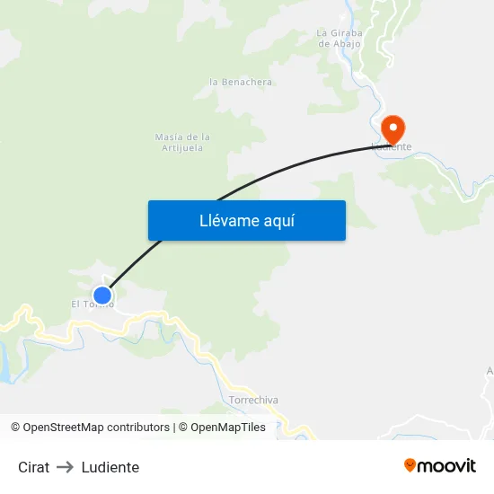Cirat to Ludiente map
