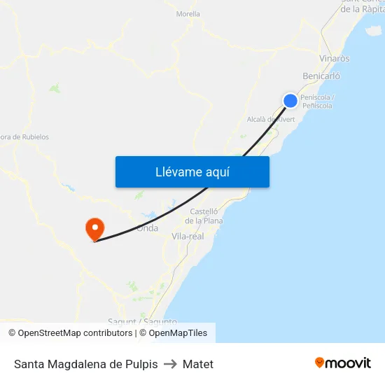 Santa Magdalena de Pulpis to Matet map