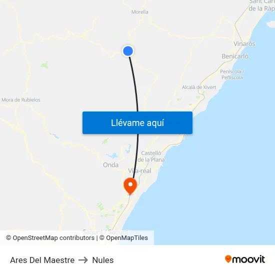 Ares Del Maestre to Nules map