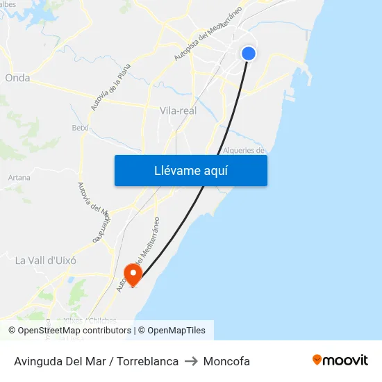 Avinguda Del Mar / Torreblanca to Moncofa map