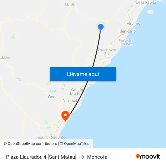 Plaza Llaurador, 4 [Sant Mateu] to Moncofa map
