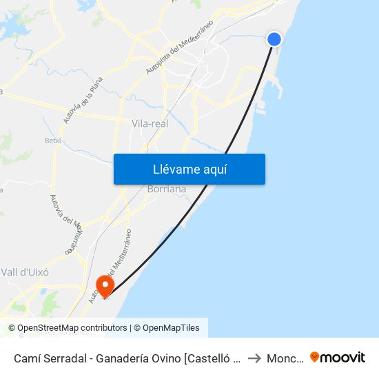 Camí Serradal - Ganadería Ovino [Castelló de La Plana] to Moncofa map