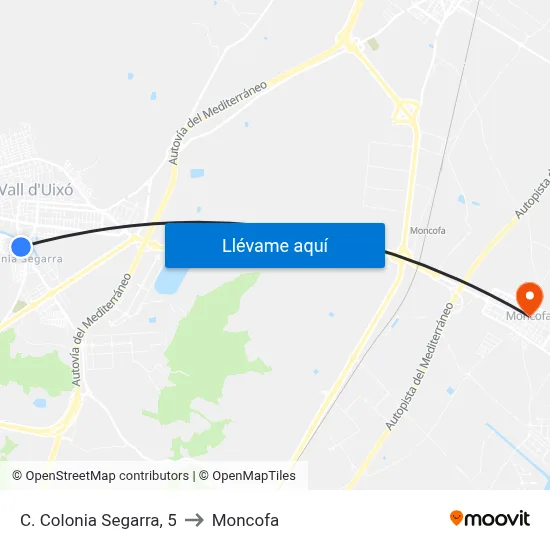 C. Colonia Segarra, 5 to Moncofa map