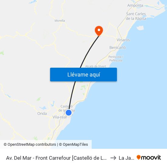 Av. Del Mar - Front Carrefour [Castelló de La Plana] to La Jana map