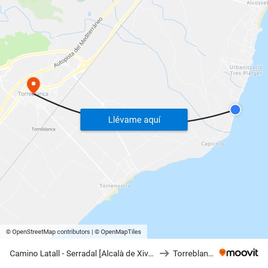 Camino Latall - Serradal [Alcalà de Xivert] to Torreblanca map