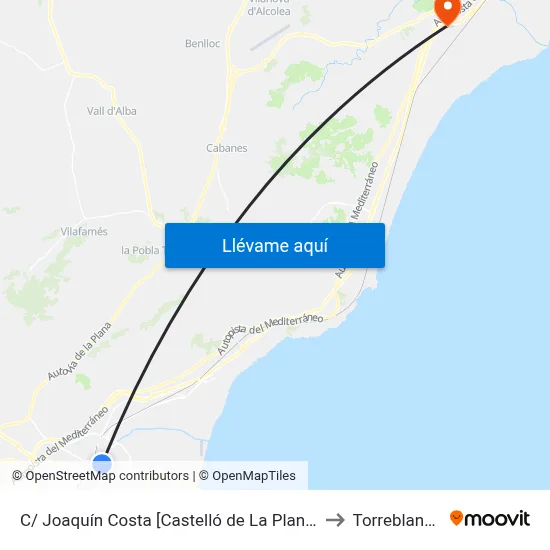 C/ Joaquín Costa [Castelló de La Plana] to Torreblanca map