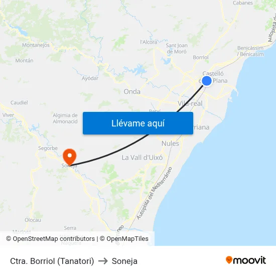 Ctra. Borriol (Tanatori) to Soneja map