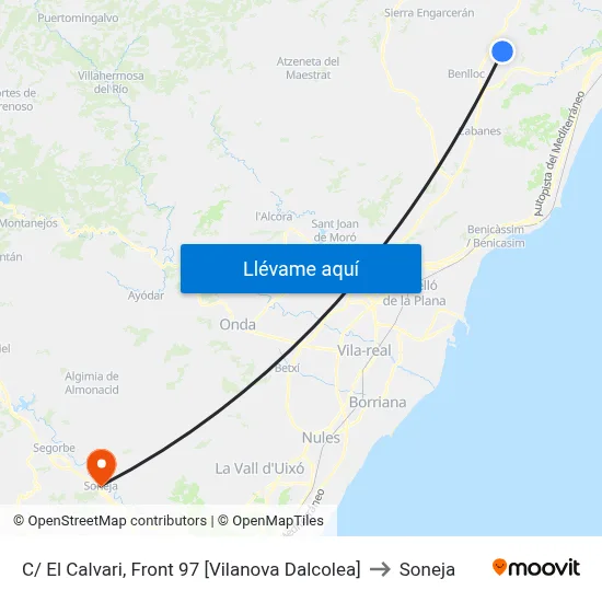 C/ El Calvari, Front 97 [Vilanova Dalcolea] to Soneja map