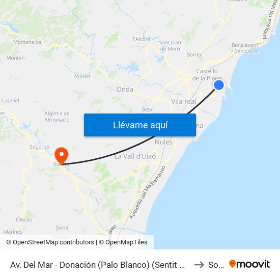 Av. Del Mar - Donación (Palo Blanco) (Sentit Grao) [Castelló de La Plana] to Soneja map