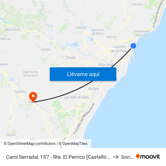 Camí Serradal, 157 - Rte. El Perrico [Castelló de La Plana] to Soneja map