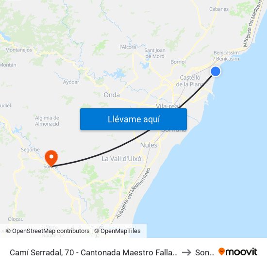 Camí Serradal, 70 - Cantonada Maestro Falla [Benicàssim] to Soneja map