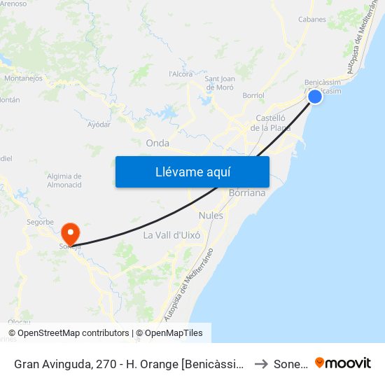 Gran Avinguda, 270 - H. Orange [Benicàssim] to Soneja map