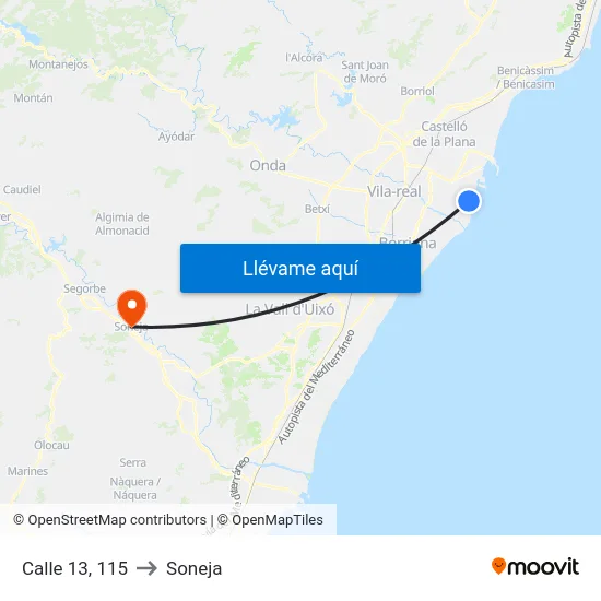 Calle 13, 115 to Soneja map