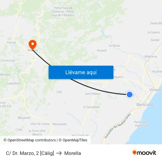 C/ Dr. Marzo, 2 [Càlig] to Morella map