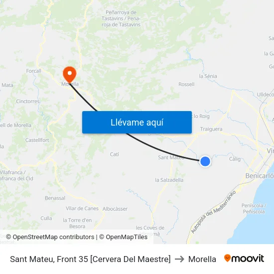 Sant Mateu, Front 35 [Cervera Del Maestre] to Morella map