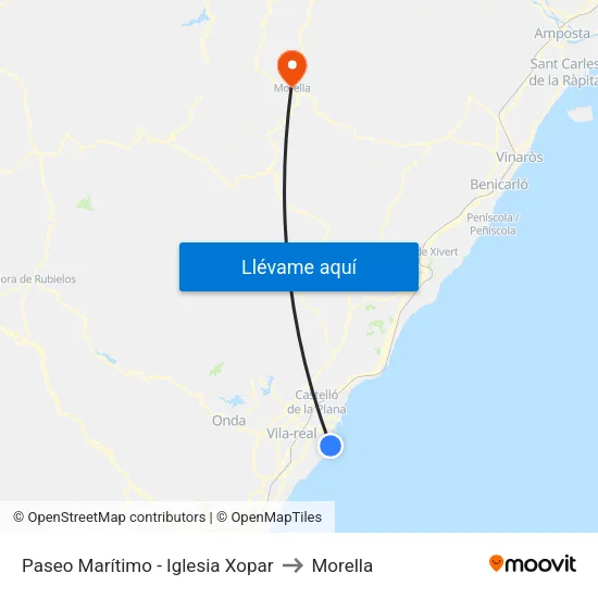 Paseo Marítimo - Iglesia Xopar to Morella map