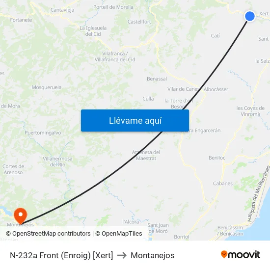 N-232a Front (Enroig) [Xert] to Montanejos map