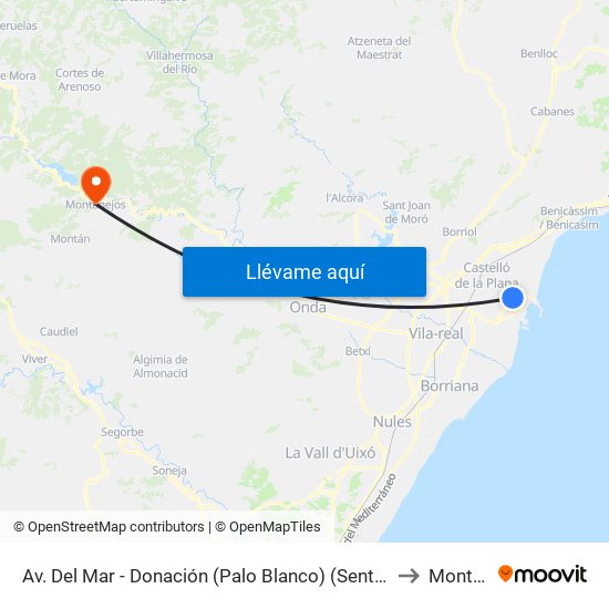 Av. Del Mar - Donación (Palo Blanco) (Sentit Grao) [Castelló de La Plana] to Montanejos map