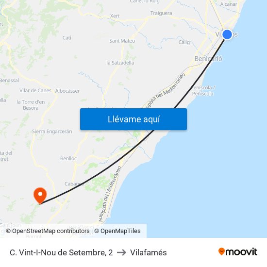 C. Vint-I-Nou de Setembre, 2 to Vilafamés map