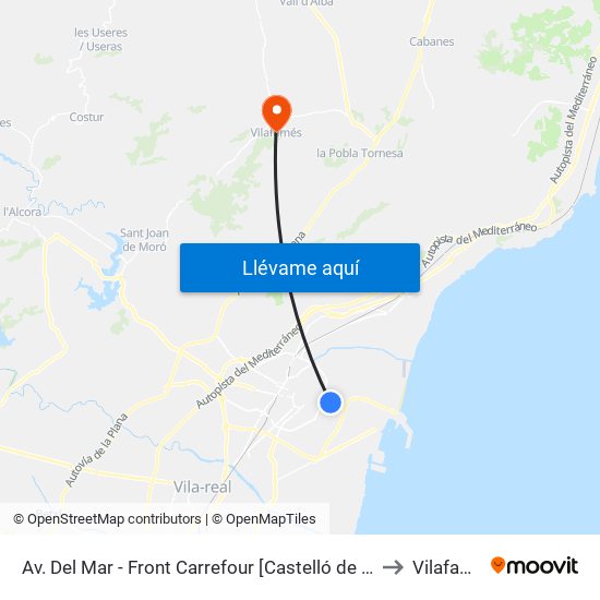 Av. Del Mar - Front Carrefour [Castelló de La Plana] to Vilafamés map