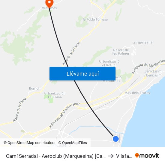 Camí Serradal - Aeroclub (Marquesina) [Castelló de La Plana] to Vilafamés map
