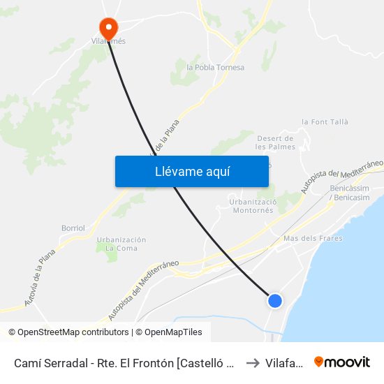 Camí Serradal - Rte. El Frontón [Castelló de La Plana] to Vilafamés map