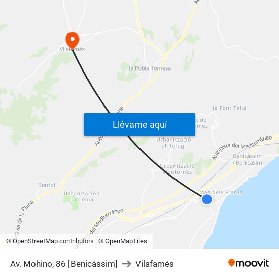 Av. Mohino, 86 [Benicàssim] to Vilafamés map