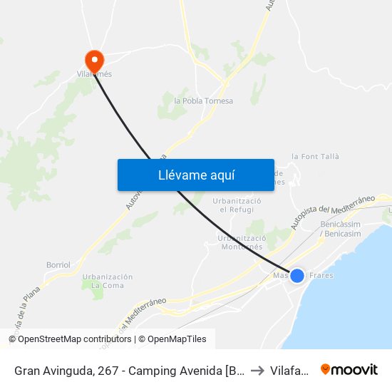 Gran Avinguda, 267 - Camping Avenida [Benicàssim] to Vilafamés map