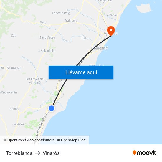 Torreblanca to Vinaròs map