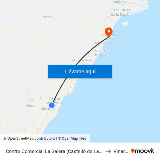 Centre Comercial La Salera [Castelló de La Plana] to Vinaròs map