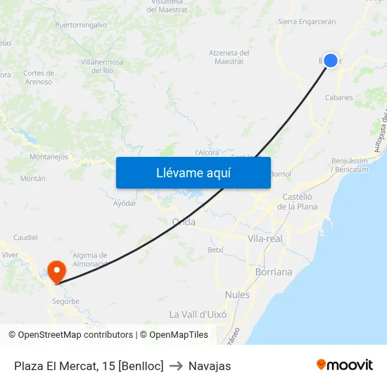 Plaza El Mercat, 15 [Benlloc] to Navajas map
