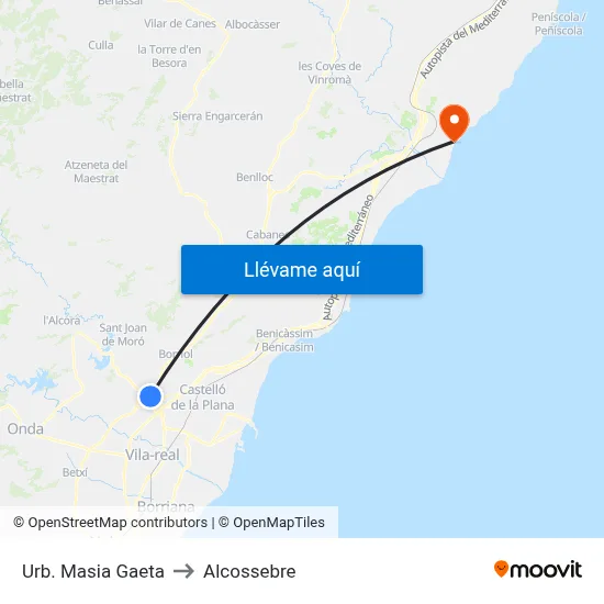 Urb. Masia Gaeta to Alcossebre map