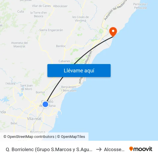 Q. Borriolenc (Grupo S.Marcos y S.Agustin) to Alcossebre map