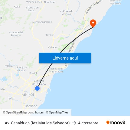 Av. Casalduch (Ies Matilde Salvador) to Alcossebre map