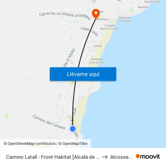 Camino Latall - Front Habitat [Alcalà de Xivert] to Alcossebre map