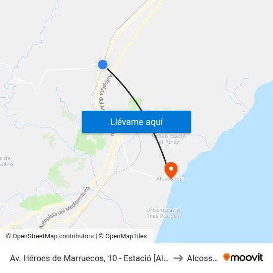 Av. Héroes de Marruecos, 10 - Estació [Alcalà de Xivert] to Alcossebre map
