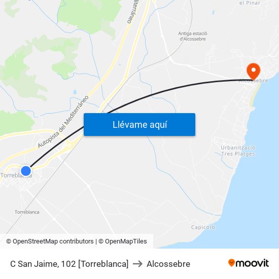 C San Jaime, 102 [Torreblanca] to Alcossebre map