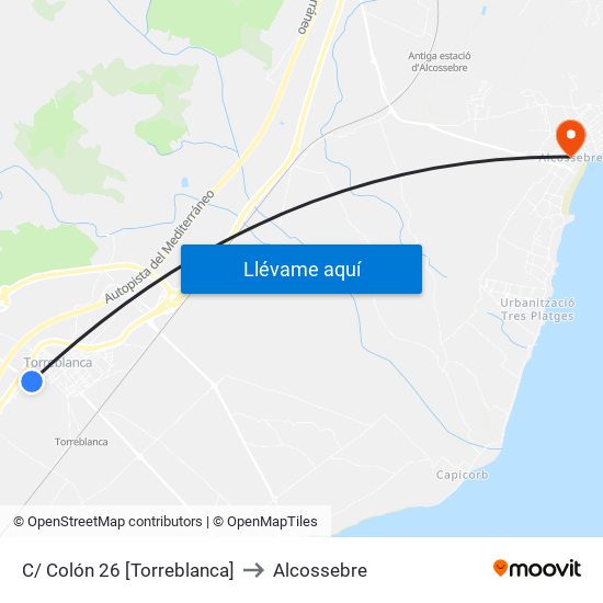 C/ Colón 26 [Torreblanca] to Alcossebre map