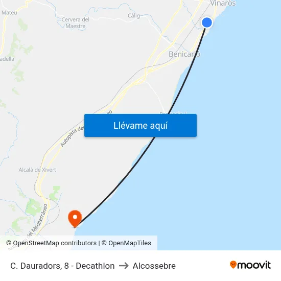 C. Dauradors, 8 - Decathlon to Alcossebre map