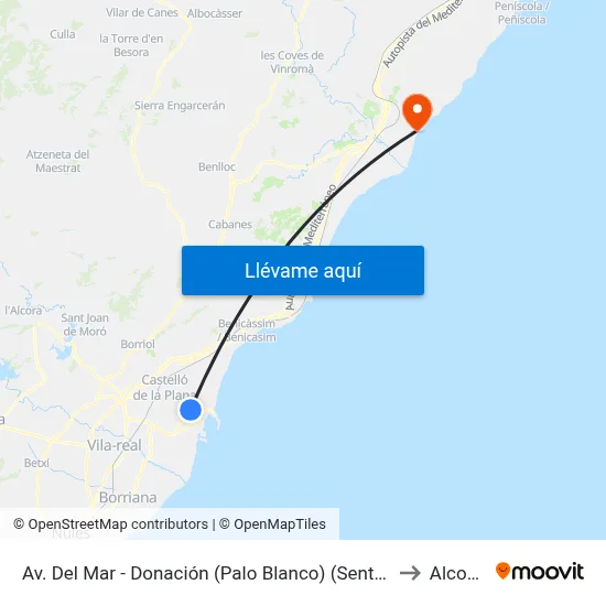Av. Del Mar - Donación (Palo Blanco) (Sentit Grao) [Castelló de La Plana] to Alcossebre map