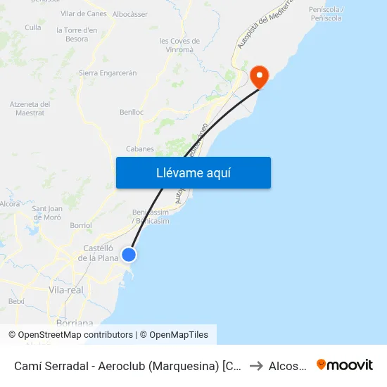 Camí Serradal - Aeroclub (Marquesina) [Castelló de La Plana] to Alcossebre map